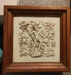 antieke keramieke tegel met een houten frame, Antiek en Kunst, Antiek | Wandborden en Tegels, Ophalen of Verzenden