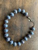 halsketting blauwe grote parels, Ophalen of Verzenden