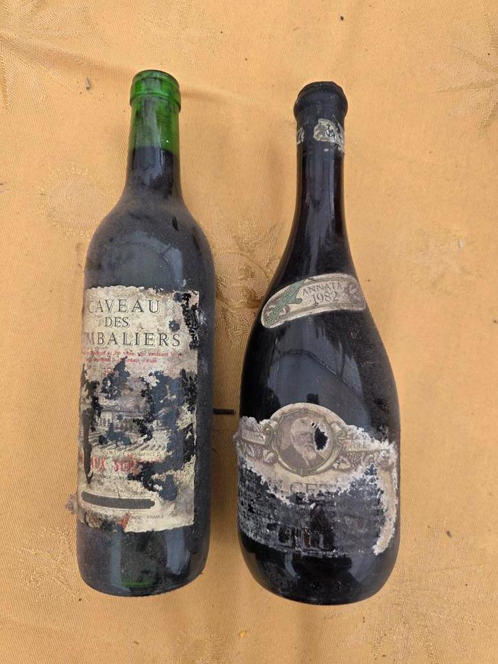 2 oude kelderwijnen – liggend bewaard, decor/verzamelobject, Verzamelen, Wijnen, Ophalen