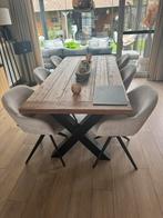 Landelijke rechthoekige teak tafel, Huis en Inrichting, Tafels | Eettafels, Ophalen, Zo goed als nieuw
