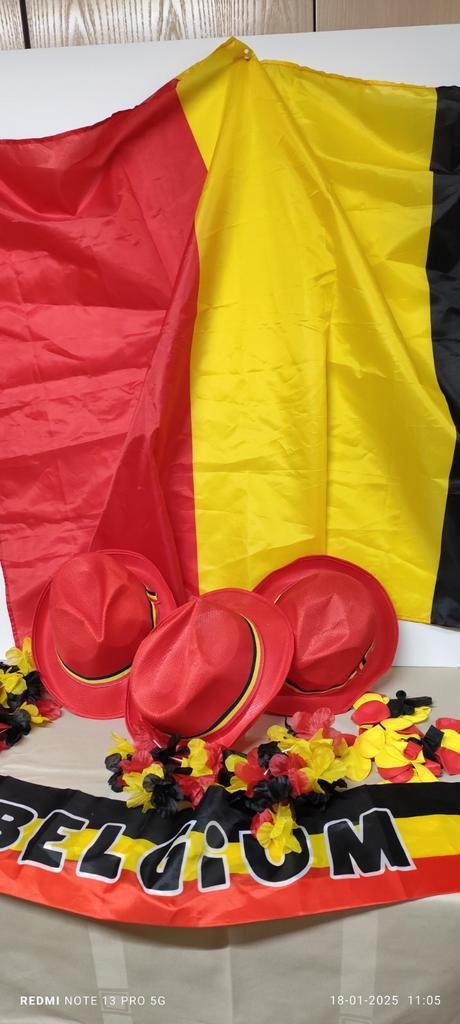 Voetbal accessoires, vlag, 3 hoeden, halskrans, ballonnen..., Sport en Fitness, Voetbal, Zo goed als nieuw, Ophalen of Verzenden
