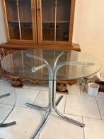 Ronde glazen tafel – metalen onderstel, Ophalen