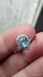 Sterling zilveren ring met Cambodjaanse blauwe zirkoon, Blauw, Nieuw, Ophalen of Verzenden, Met edelsteen