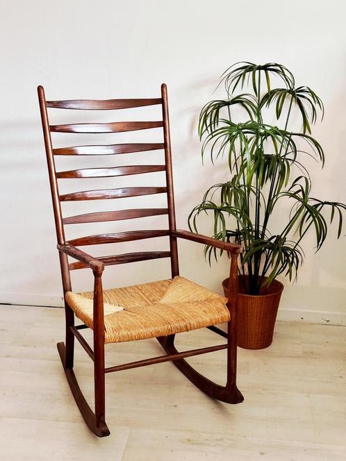 Vintage midcentury teak schommelstoel jaren ‘60, Huis en Inrichting, Stoelen, Zo goed als nieuw, Eén, Ophalen of Verzenden