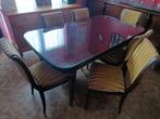 Table avec rallonge et 6 chaises velours, Huis en Inrichting, Complete eetkamers, Ophalen, Gebruikt, Rétro, 6 tot 8 stoelen