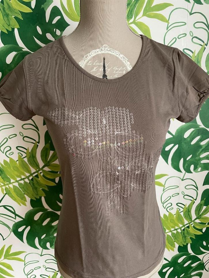 T-shirt met pailletjes Mer Du Nord - M, Kleding | Dames, T-shirts, Zo goed als nieuw, Maat 38/40 (M), Groen, Korte mouw, Verzenden