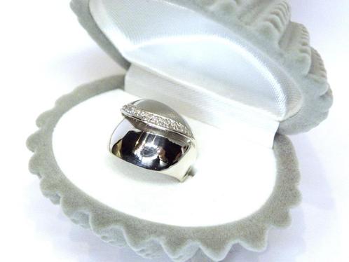 Brede 14KT gouden ring met Briljant geslepen diamanten., Handtassen en Accessoires, Ringen, Zo goed als nieuw, Dame, Kleiner dan 17