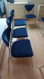 Eettafelstoelen - 8x - inox frame met bekleding fluweel, Huis en Inrichting, Stoelen, Ophalen, Gebruikt, Blauw, Metaal