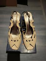 Beige sandalen van leer met hak 'Linea Pitti'. Schoenmaat 37, Ophalen, Zo goed als nieuw, Beige