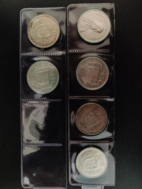 Zwitserland collection 5FR 1931-1967 (6 stuks) - Zilver, Postzegels en Munten, Munten | Europa | Niet-Euromunten, Losse munt, Overige landen