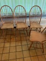 4 eetkamerstoelen in hout, Ophalen, Zo goed als nieuw, Hout