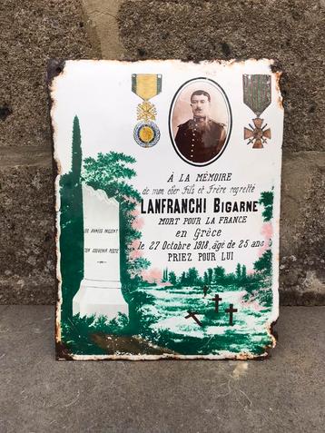 Emaille bord WO 1 "Lanfranchi Bigarne"
