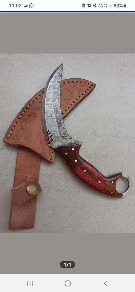 Damascus Karambit, Caravans en Kamperen, Kampeergereedschap, Zo goed als nieuw, Ophalen of Verzenden