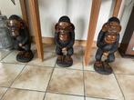 Drie houten apen uit tropisch hout, Antiek en Kunst, Ophalen