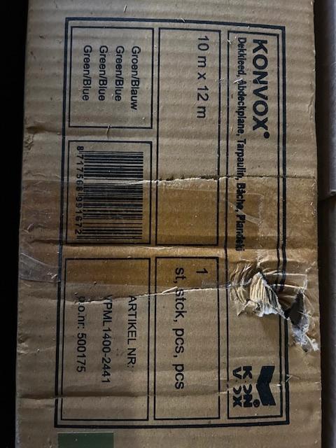 Dekzeil Konvox  10m x 12m Groen/Blauw 150g/m², Bricolage & Construction, Bâches & Films, Neuf, Voile, 15 m² ou plus, Enlèvement