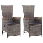 2 pcs réglables avec coussins poly rotin gris, Jardin & Terrasse, Accessoires mobilier de jardin, Enlèvement ou Envoi, Neuf