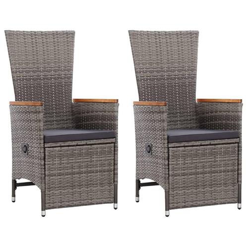 2 pcs réglables avec coussins poly rotin gris, Jardin & Terrasse, Accessoires mobilier de jardin, Neuf, Enlèvement ou Envoi