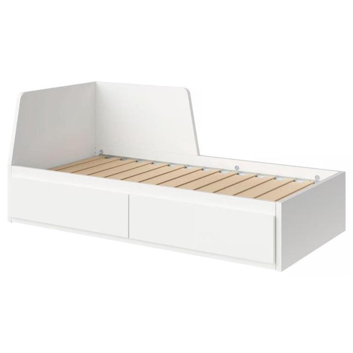 FLEKKE Bedbank met 2 lades, wit, 80x200 cm, Huis en Inrichting, Slaapkamer | Bedden, Zo goed als nieuw, Tweepersoons, 80 cm, 200 cm