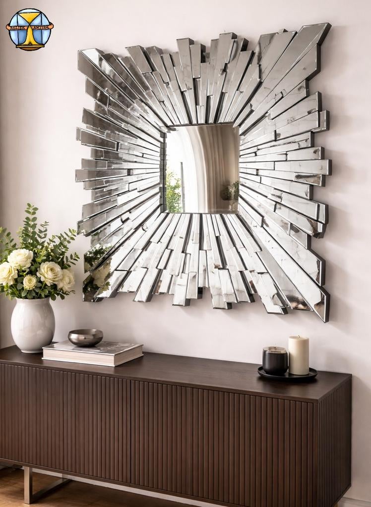 Grand miroir Hollywood Regency Eichholtz Sunburst 120 x 120, Maison & Meubles, Accessoires pour la Maison | Décorations murale