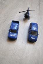 politievoertuigen 3 stuks blauw = helikopter +2x politieauto, Kinderen en Baby's, Speelgoed |Speelgoedvoertuigen, Ophalen of Verzenden