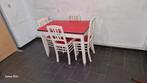 Ancienne table en bois couleur rouge blanc avec quatre chais, Antiquités & Art, Antiquités | Meubles | Tables, Enlèvement ou Envoi