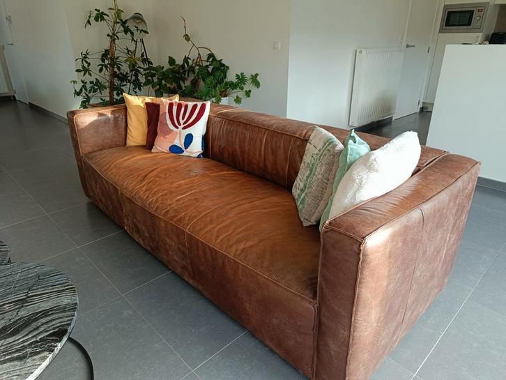 Lederen zetel 4-zit, Huis en Inrichting, Zetels | Zetels, Ophalen