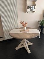 Ronde landelijke massief houten eettafel, Huis en Inrichting, Tafels | Eettafels, Ophalen, Gebruikt, Landelijk, Vier personen