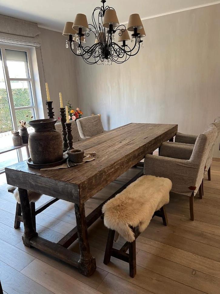 Ensemble de table à manger rustique unique, robuste, Maison & Meubles, Tables | Tables à manger, Comme neuf, 50 à 100 cm, 200 cm ou plus