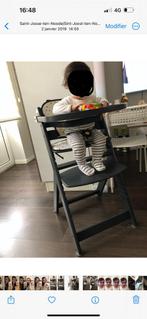 chaise haute en bois gris bébé, Comme neuf
