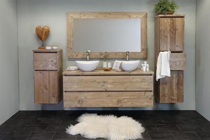 Badkamerinrichting van steigerhout, Huis en Inrichting, Badkamer | Complete badkamers, Nieuw, Ophalen of Verzenden