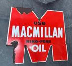 Use Macmillan ring free oil emaillen reclame bord olie, Ophalen of Verzenden, Gebruikt, Reclamebord