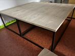 Salontafel blank hout met zwart metalen frame, Huis en Inrichting, Tafels | Salontafels, Ophalen, Zo goed als nieuw, Vierkant