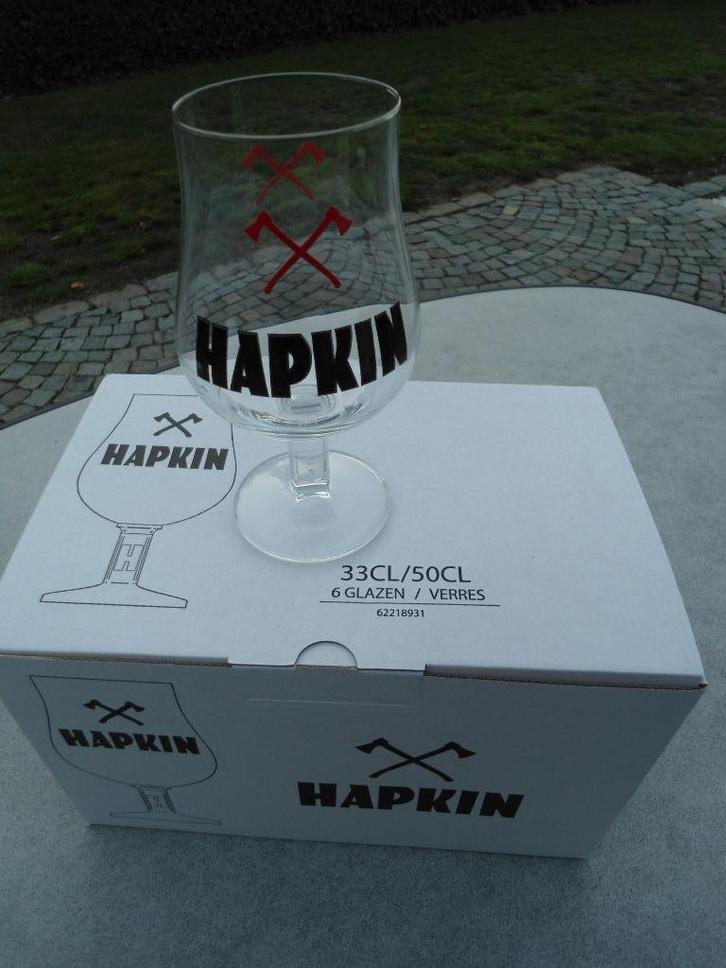 hapkin glazen nieuw. 2 soorten ter beschikking, Verzamelen, Biermerken, Nieuw, Glas of Glazen, Ophalen of Verzenden