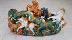 beeld met 7 paardjes in groen/bruine tinten, Antiek en Kunst, Ophalen
