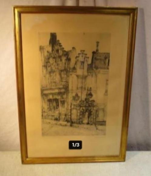 Belle gravure ancienne 'Estrille Bruxelles' - Naeyaert - 61x, Antiquités & Art, Art | Eaux-fortes & Gravures, Enlèvement ou Envoi
