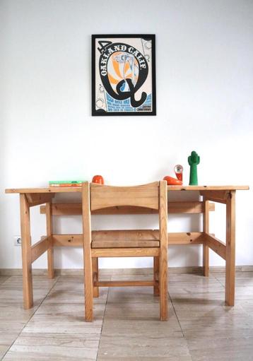  Seventies pine bureau - Vintage desk table beschikbaar voor biedingen