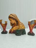 mariabeeld + 2 kaarshouders in vorm van tulp, Antiek en Kunst, Antiek | Religieuze voorwerpen, Ophalen