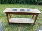 Massief houten tafel, Ophalen, Gebruikt, 100 tot 150 cm, 25 tot 50 cm