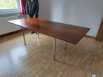 Palissander fineer uittrekbare tafel vintage, Huis en Inrichting, 200 cm of meer, 50 tot 100 cm, Metaal, Rechthoekig