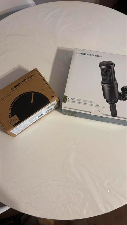 Micro AT2020 + Carte Son Komplete Audio 1, Audio, Tv en Foto, Fotografie | Fotostudio en Toebehoren, Zo goed als nieuw, Ophalen