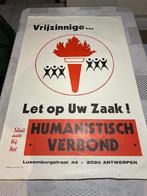 Vintage Poster Vrijzinnige... Let op uw Zaak! Humanistisch V, Deurposter of groter, Ophalen of Verzenden, Reclame, Rechthoekig Staand