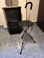 Zwart Opvouwbare Seat Stick Zit Wandel Stok Verstelbaar, Ophalen, Verstelbaar, Zo goed als nieuw