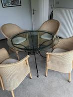 LLoyd loom Stoelen met glazen tafel, Huis en Inrichting, Ophalen, Zo goed als nieuw