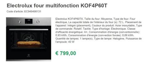 Four multifonction Electrolux KOF4P60TX A+ SurroundCook, Elektronische apparatuur, Ovens, Gebruikt, Inbouw, Oven met grill, 45 tot 60 cm
