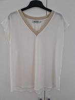 Blouse courtes manches, blanche avec col doré, M, Ophalen of Verzenden