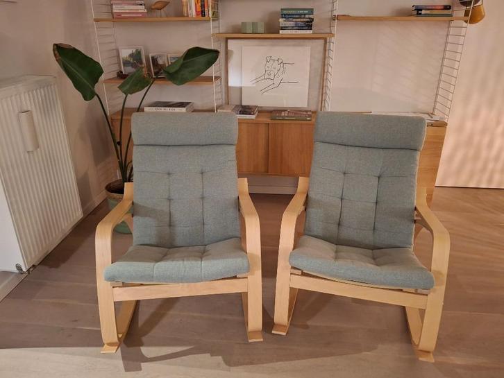 Poäng schommelstoel - berkenfineer, Gunnared lichtgroen, Huis en Inrichting, Zetels | Voetbanken en poefs, Zo goed als nieuw, 50 tot 75 cm