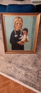 Prachtig schilderij van remy de pillecyn kind met pop., Antiek en Kunst, Kunst | Schilderijen | Klassiek, Ophalen