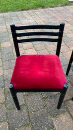 Retro stoelen rood velvet prijs 2 stuks - per stuk, Enlèvement, Comme neuf, Rouge