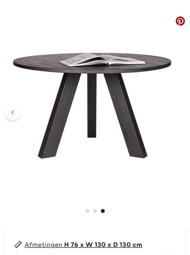 Table de salle à manger ronde Woood Rhonda, Ø 130 cm, noire, Maison & Meubles, Tables | Tables à manger, Comme neuf, 100 à 150 cm