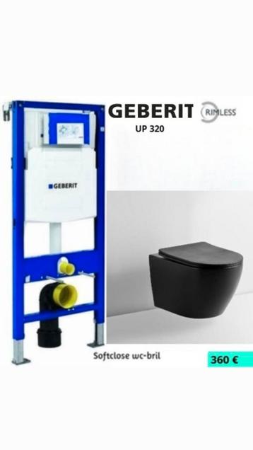 Geberit up320 Tornado Rimless Mat Zwarte Toiletset beschikbaar voor biedingen